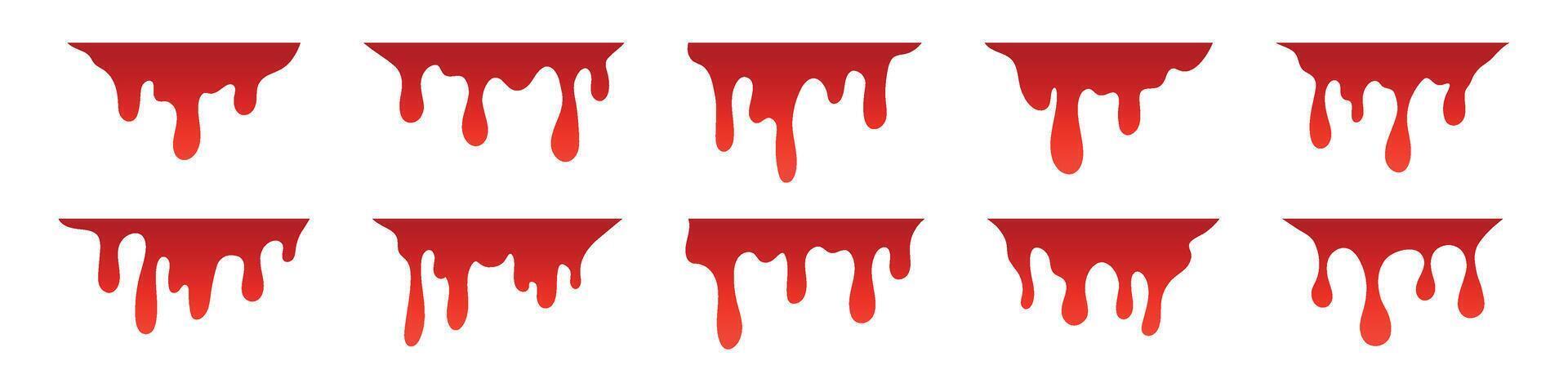 Blood drips pattern and splatters liquid stain texture. Splashes and drops form. Flat illustration isolated vector