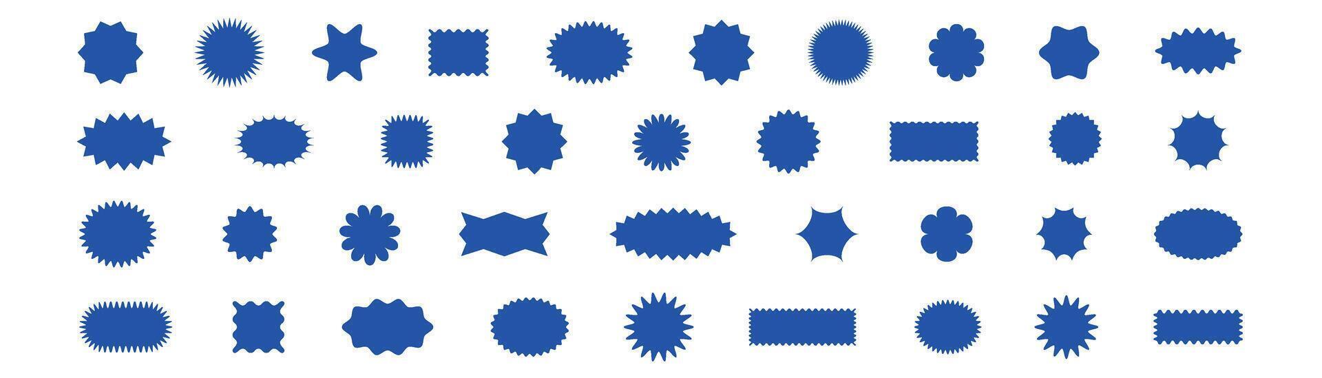Blue starburst shape with round edges .For sale and price tags. Promo label icons. Flat illustration isolated on white background. vector