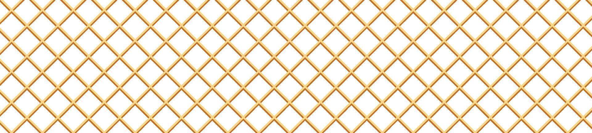 Seamless waffle texture with creamy wafer pattern. 3D cone design for ice cream, chocolate biscuit, and dessert banners. vector