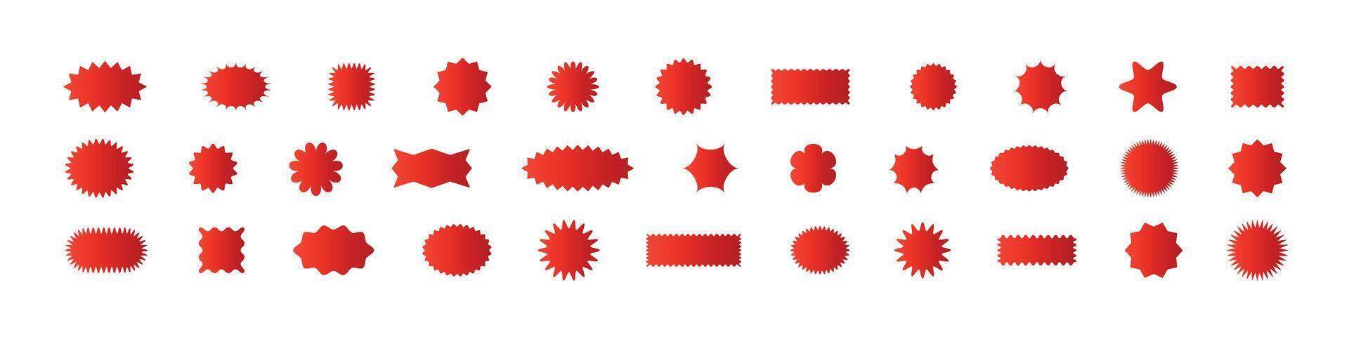 Red starburst shape with round edges .For sale and price tags. Promo label icons. Flat illustration isolated on white background. vector