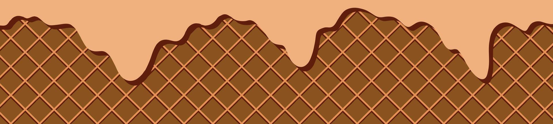 Wafer and biscuit pattern with a creamy waffle texture. Seamless design for ice cream cone backgrounds. vector