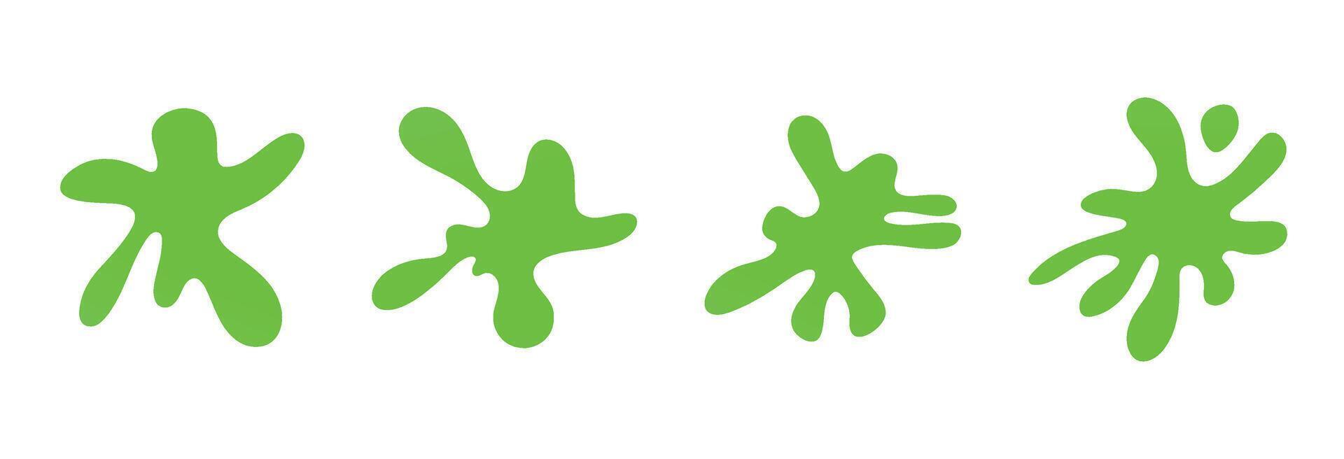 Green slime dripping with splashes and splatters, toxic blobs. Flat illustration isolated on white background. vector