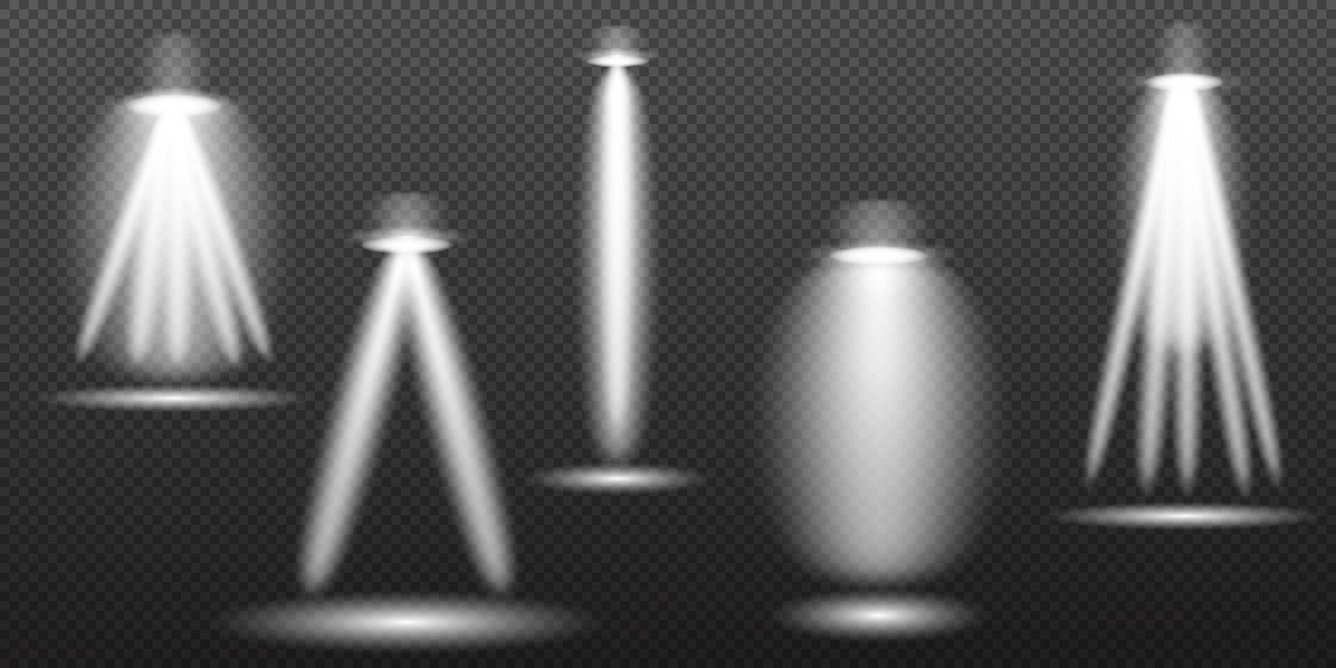 a set of four white light bulbs on a black background vector