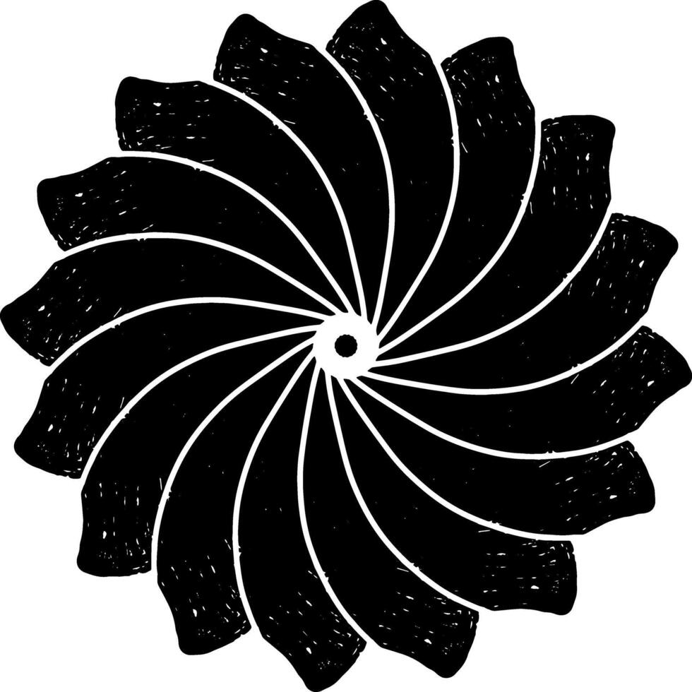 a black and white drawing of a spiral vector