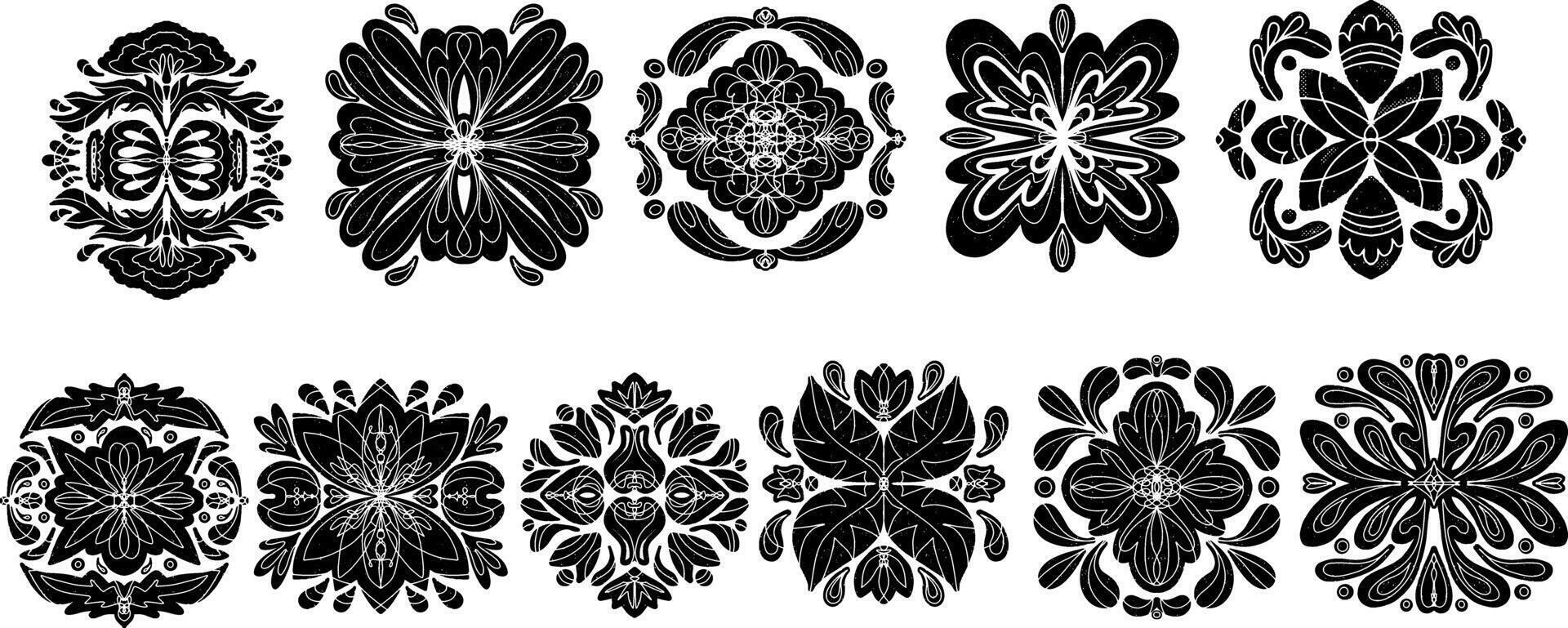 a set of black and white ornamental designs vector