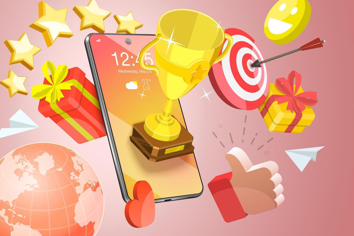 3D Conceptual Illustration of Online Award vector