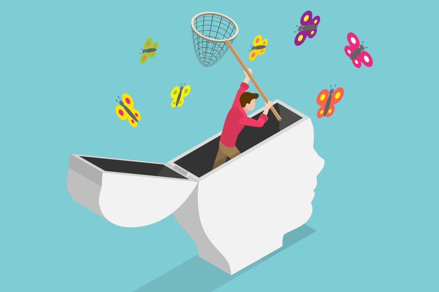 3D Isometric Flat Conceptual Illustration of Distracted Mind vector