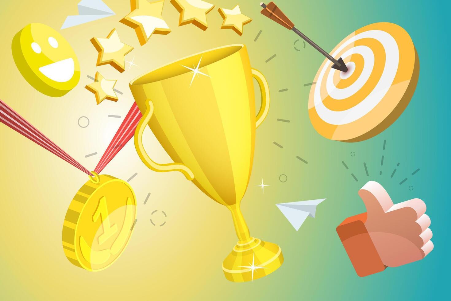 3D Conceptual Illustration of You Win vector