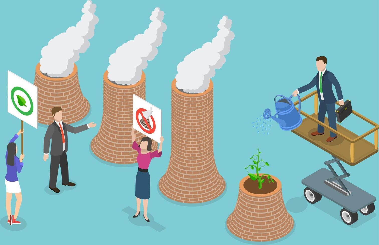 3D Isometric Flat Conceptual Illustration of Environmental, Social, And Corporate Governance vector