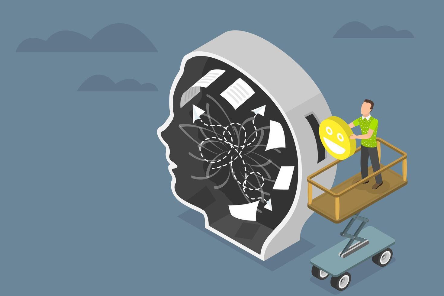 3D Isometric Flat Conceptual Illustration of Recovery From Anxiety vector