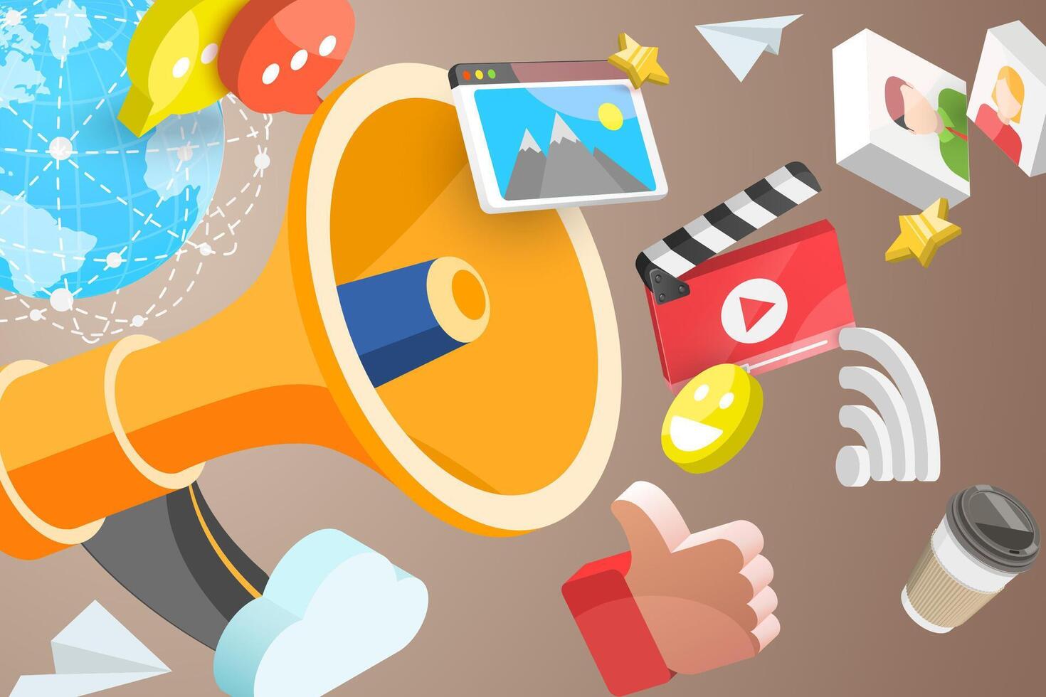 3D Conceptual Illustration of Digital Story vector