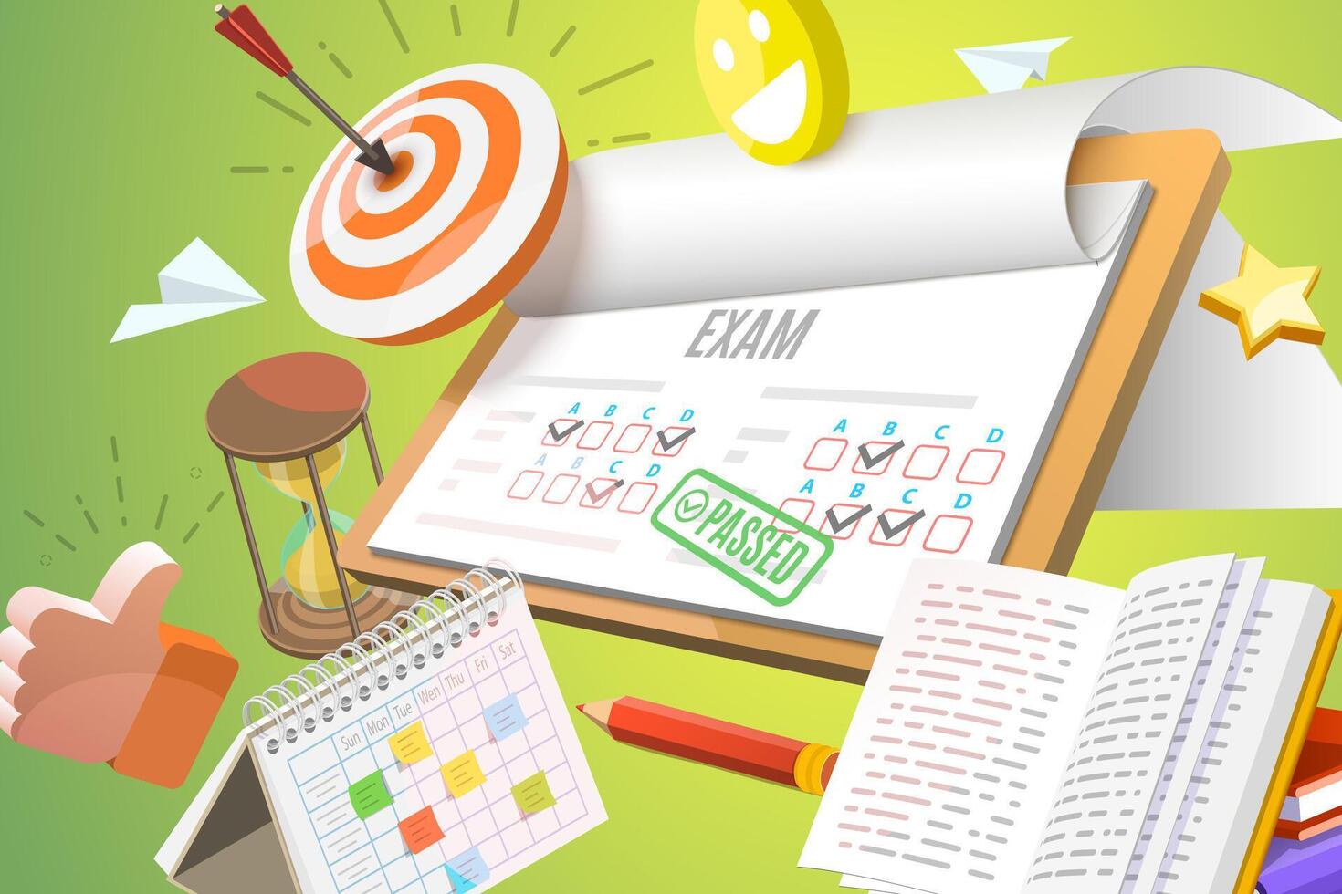 3D Conceptual Illustration of Educational Exam vector