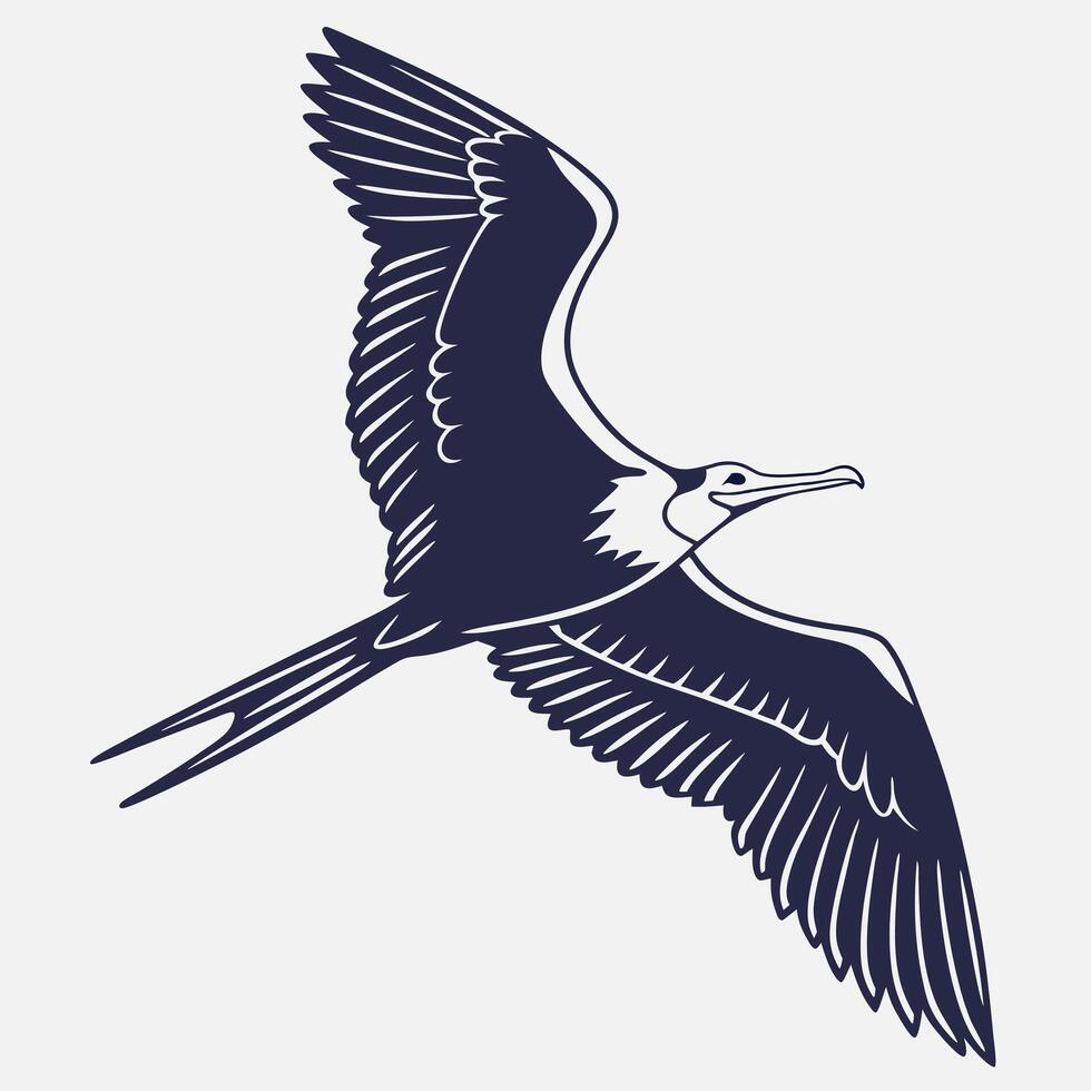 A blue and white bird flying in the air vector