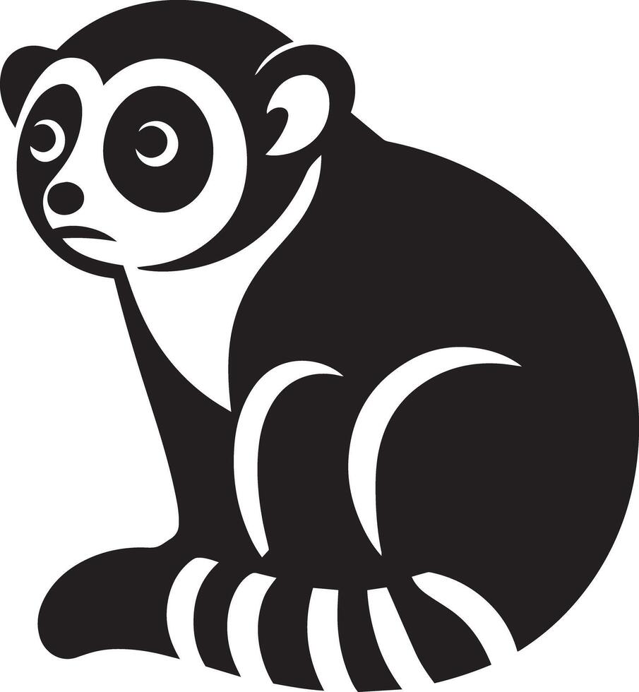 A black and white lemur sitting on a white background vector