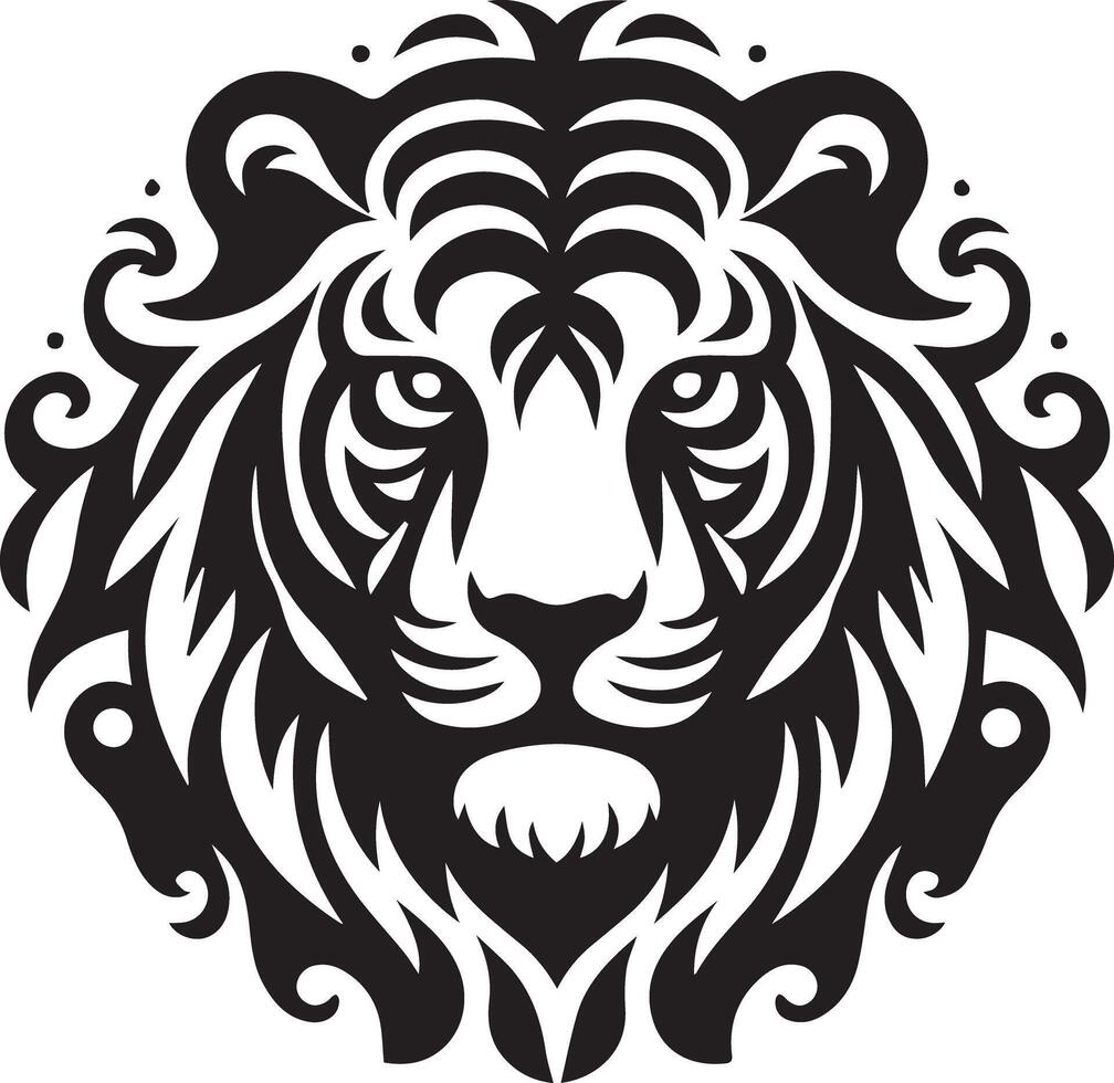 A black and white image of a lion head vector