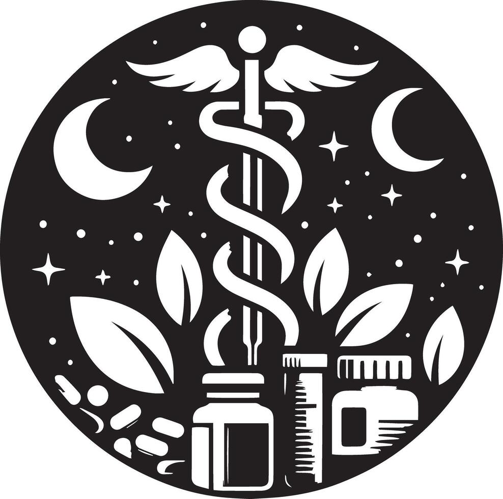 A black and white image of a medical symbol vector