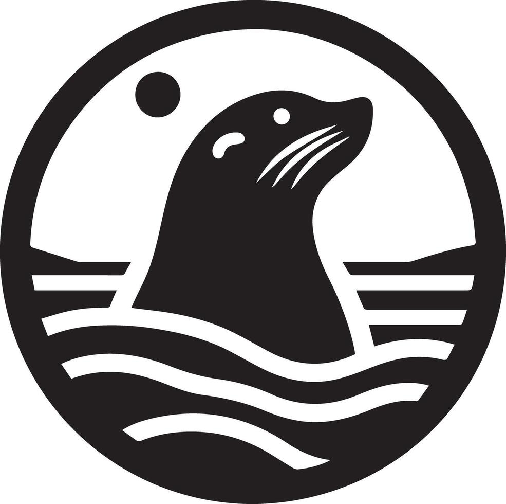 A seal is shown in a circle with the sun in the background vector
