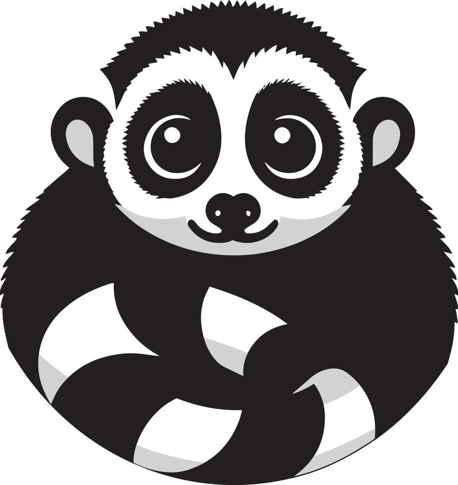 A black and white lemur sitting on a white background vector