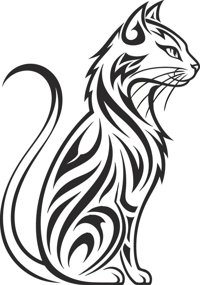 A cat with tribal design on its body vector