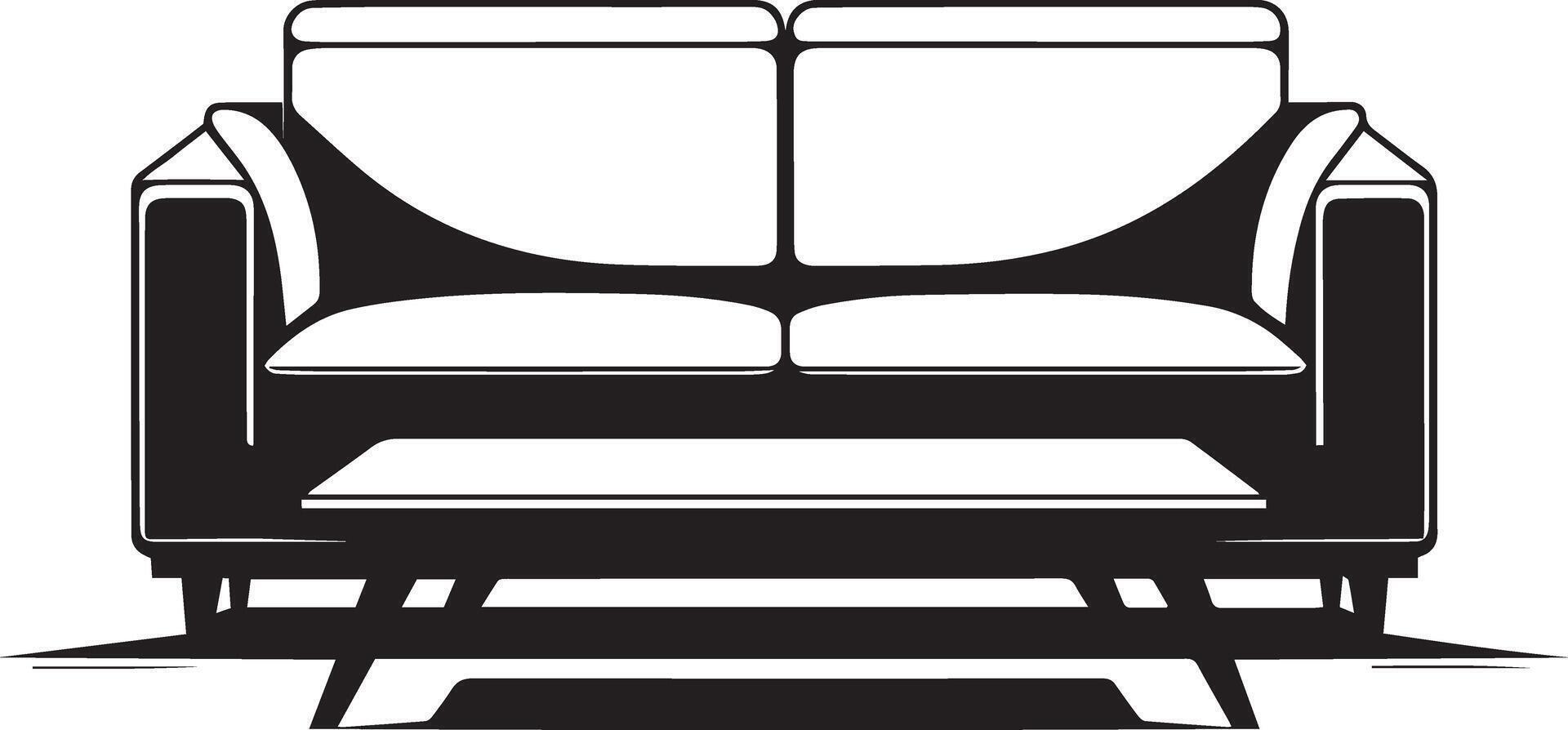 A black and white illustration of a couch and chair vector