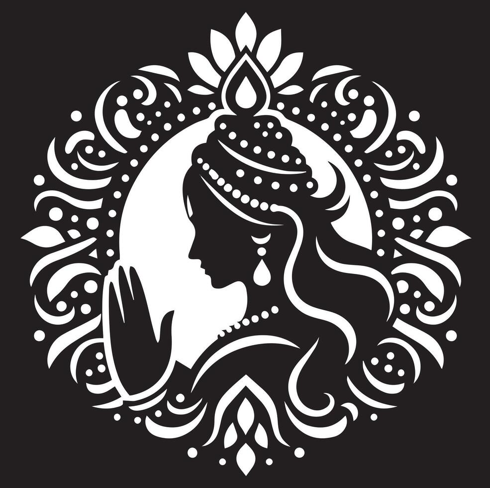 The silhouette of a woman with a flower in her hand vector
