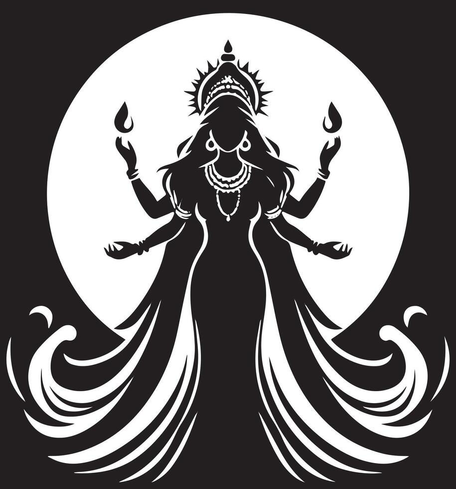 The goddess of the moon in black and white vector