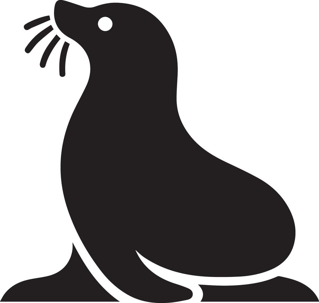 A seal sitting on a rock with its head up vector