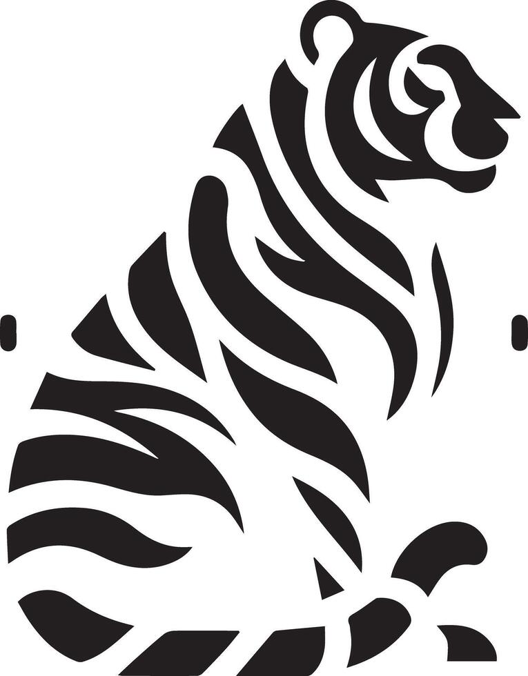 A tiger is shown in a black and white design vector