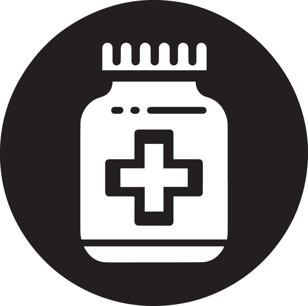 A bottle of medicine with a cross on it vector
