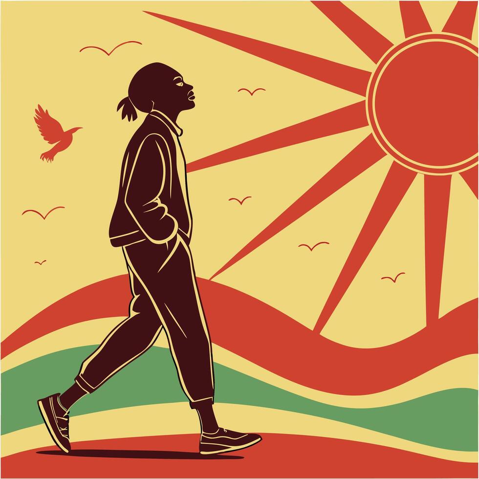 A man walking with a bird in his hand vector