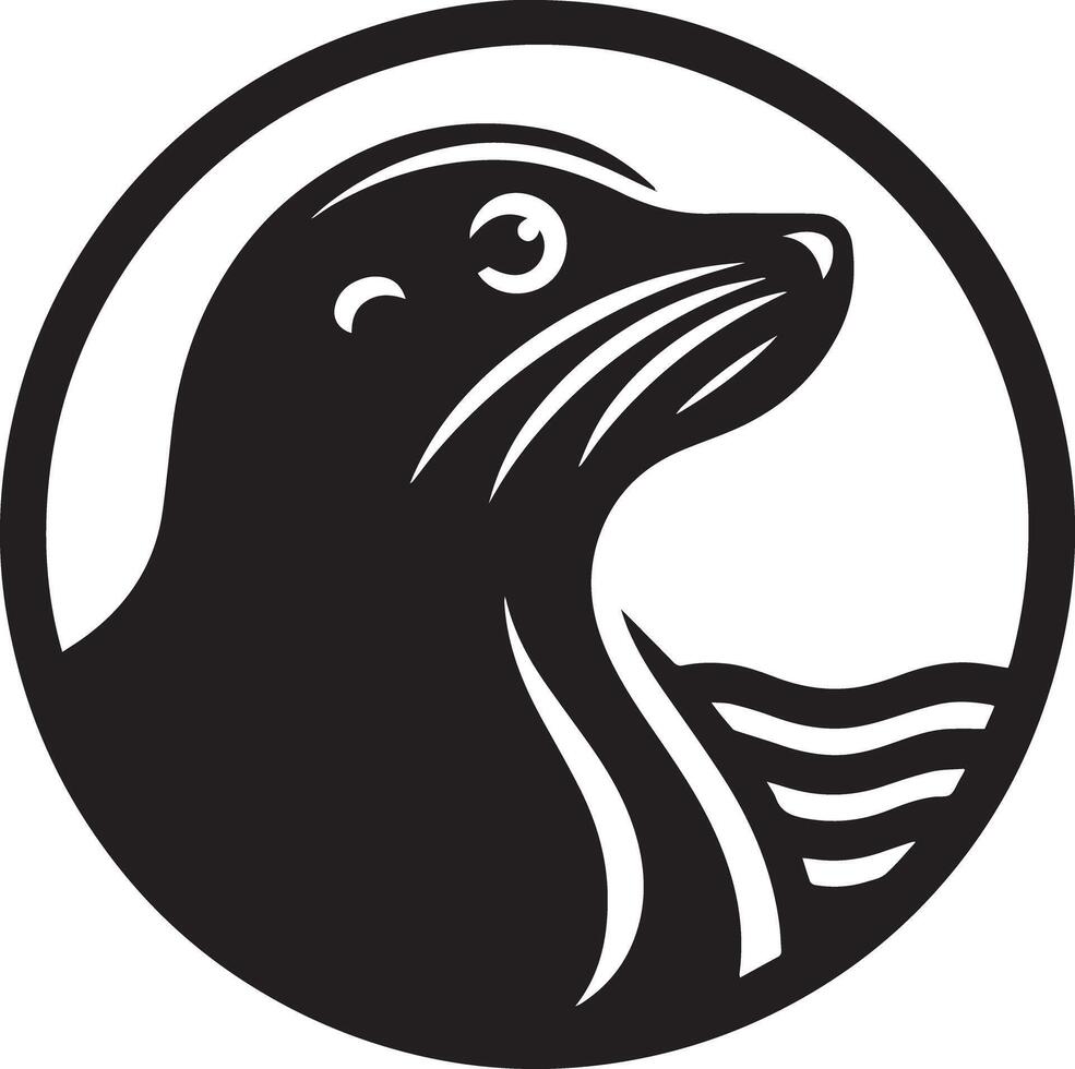 A seal logo with a black and white background vector