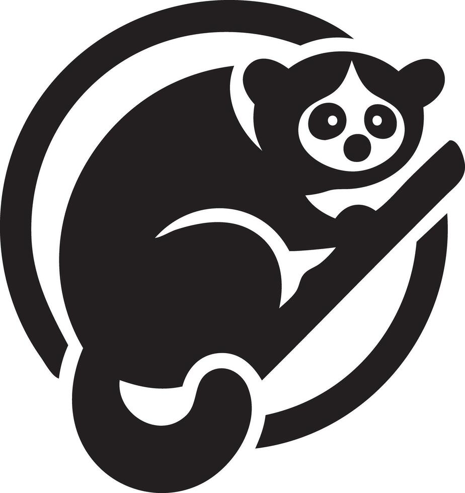 A black and white logo of a lemur vector