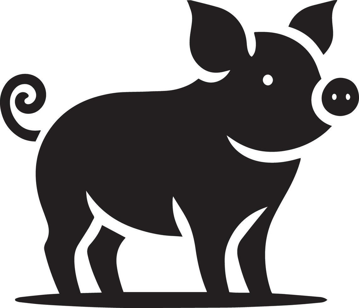 A black and white pig silhouette on a white background vector