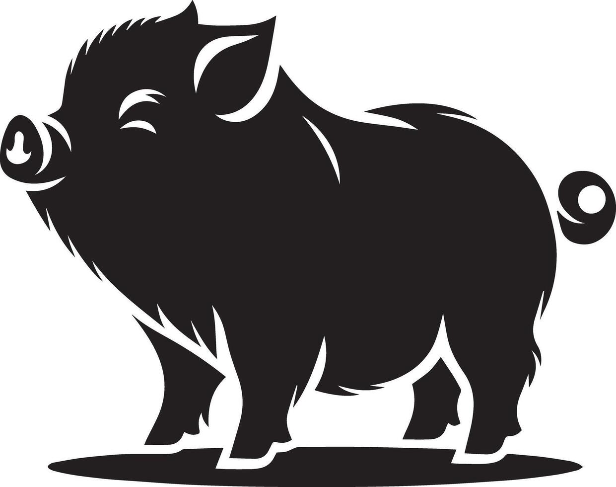 Black and white silhouette of a pig vector