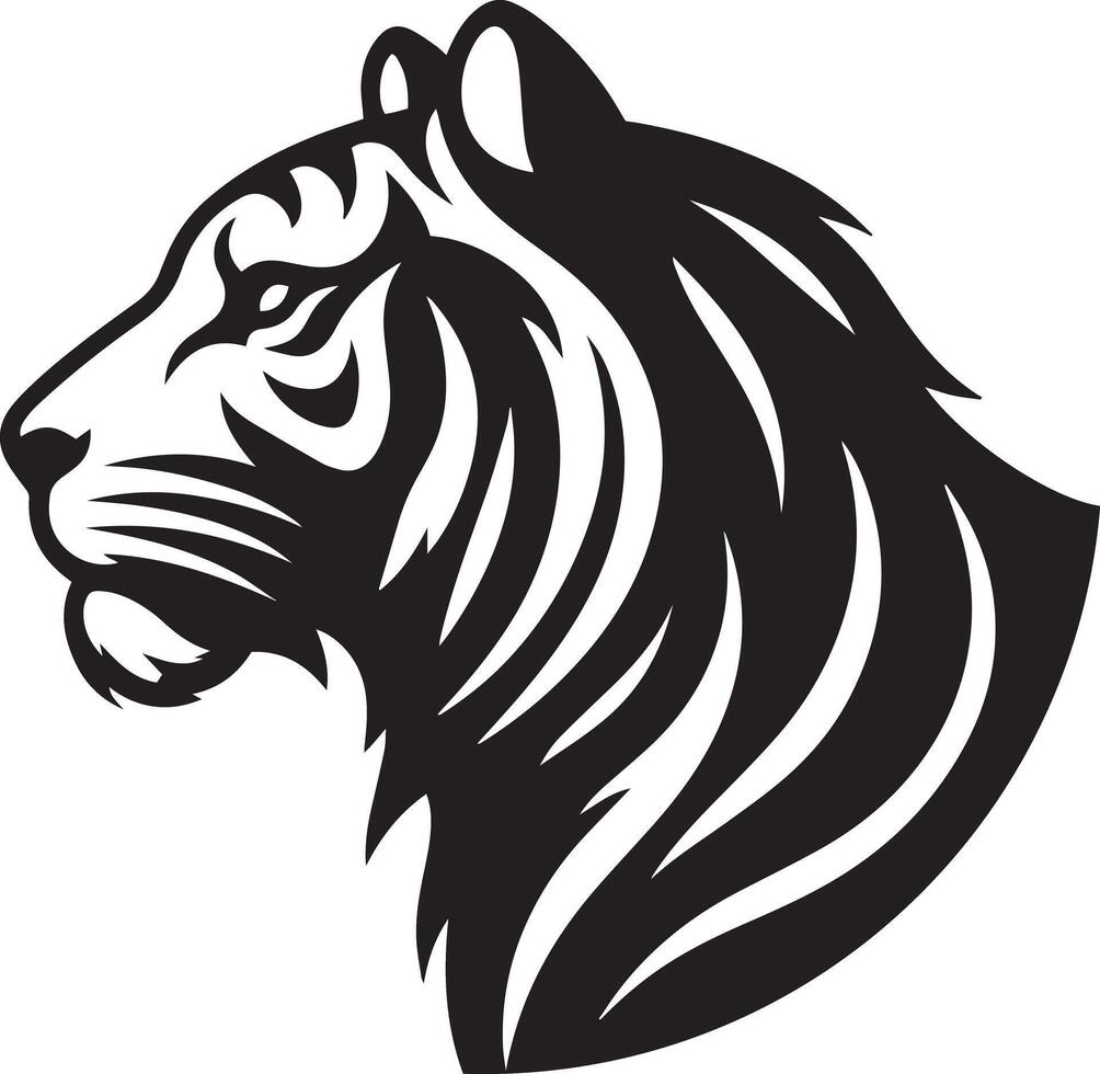 A black and white tiger head on a white background vector