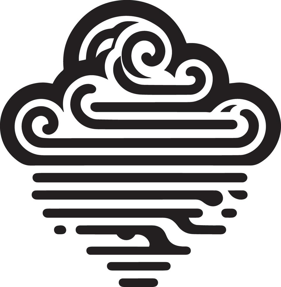 A black and white logo with a cloud vector