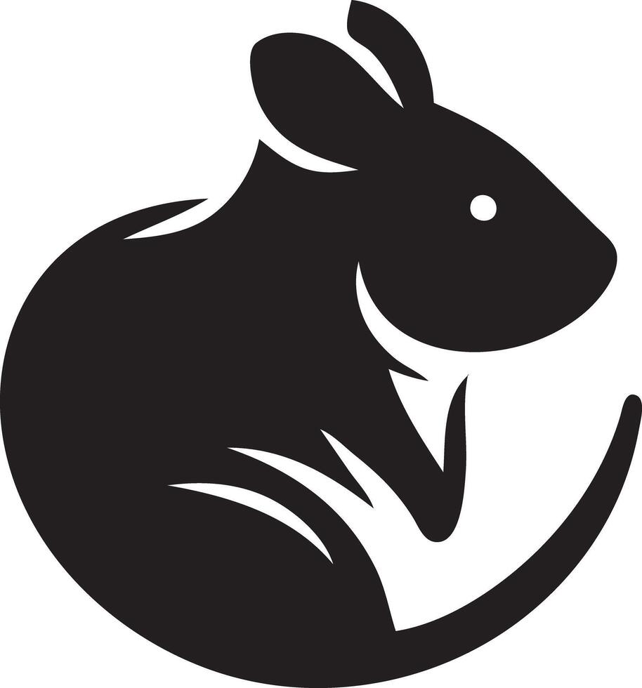 A black and white silhouette of a mouse vector