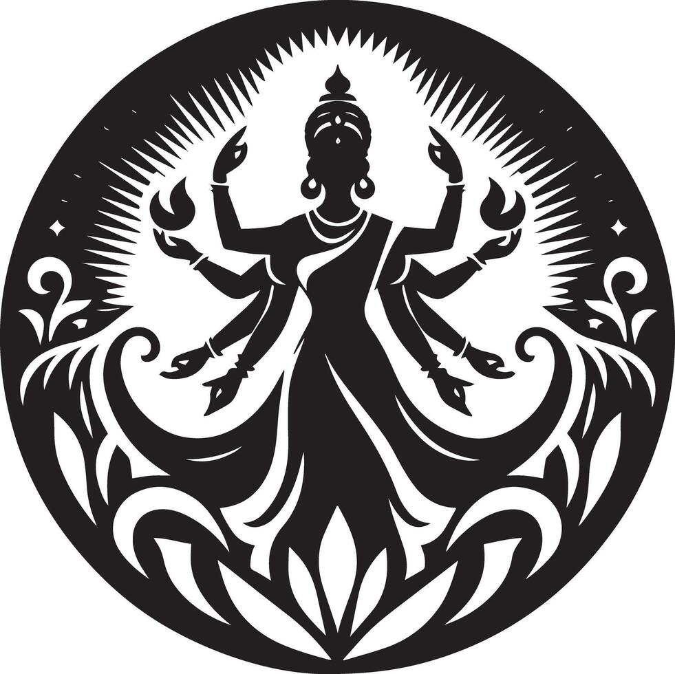 The goddess of the universe in a circle with flowers vector