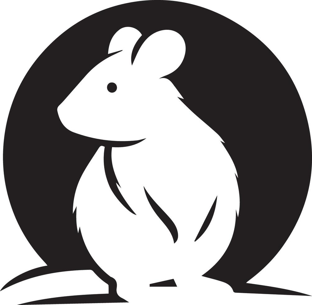 A black and white mouse silhouette in a circle vector