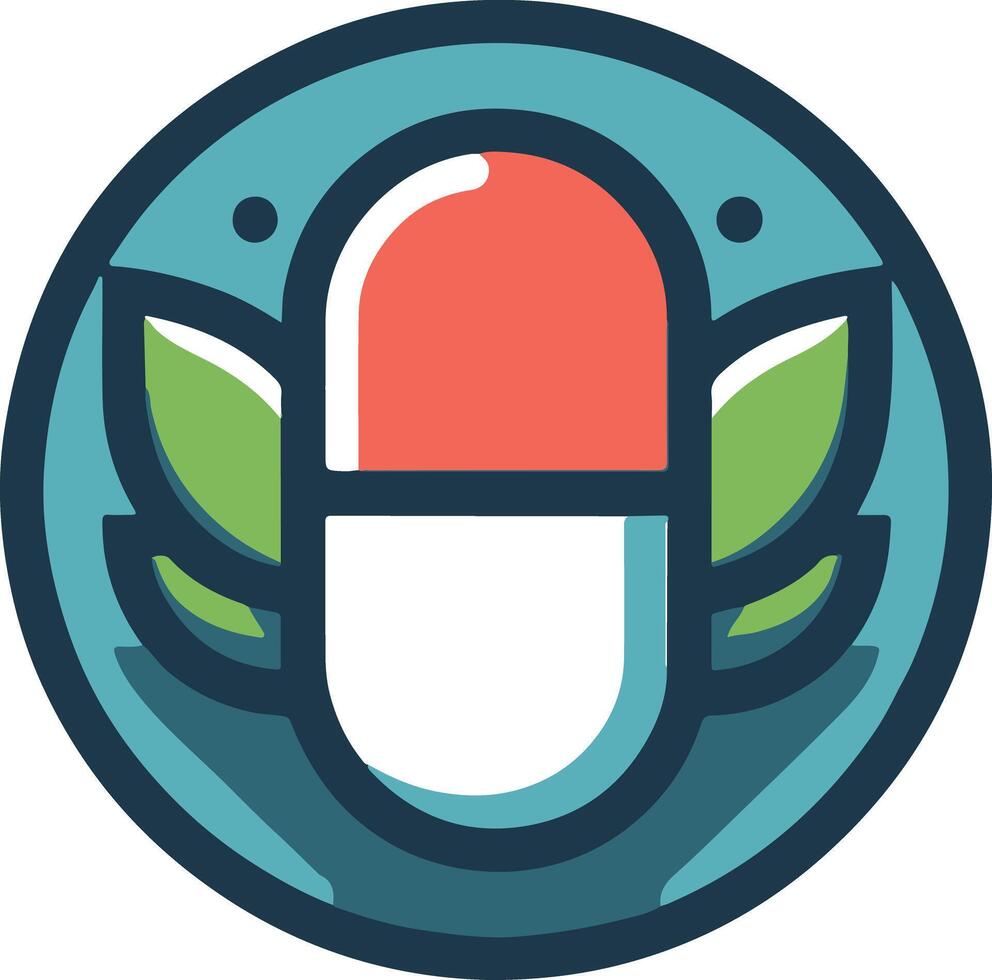 A pill with leaves on it vector