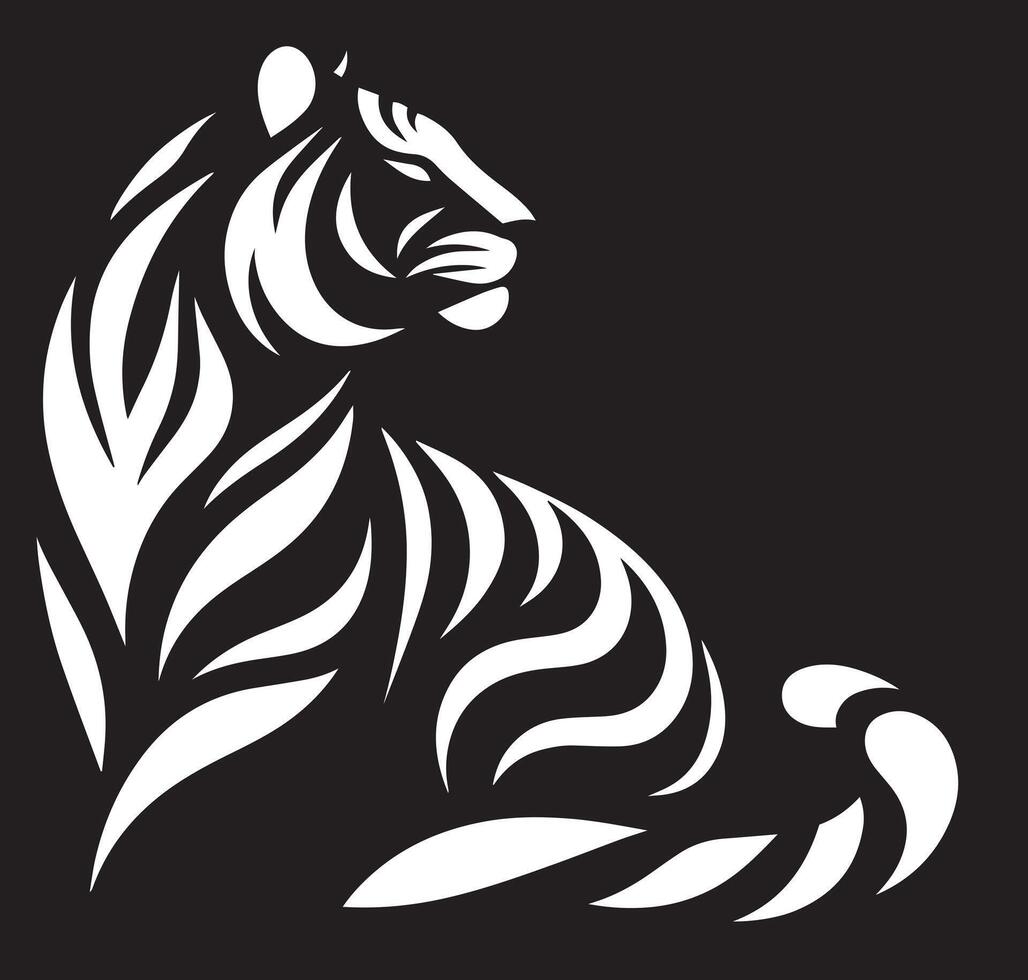 A tiger on a black background vector