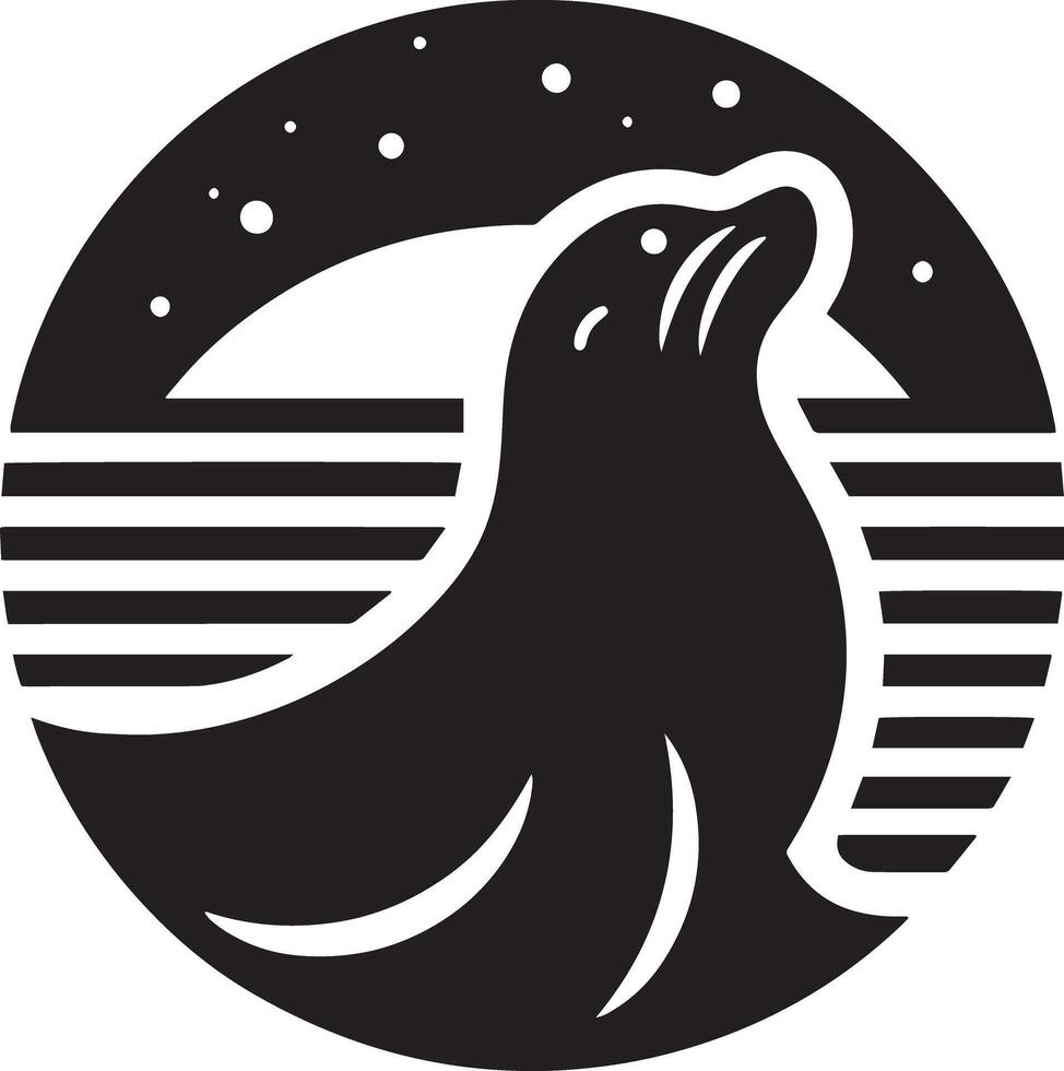 A seal in a circle with the moon and stars in the background vector