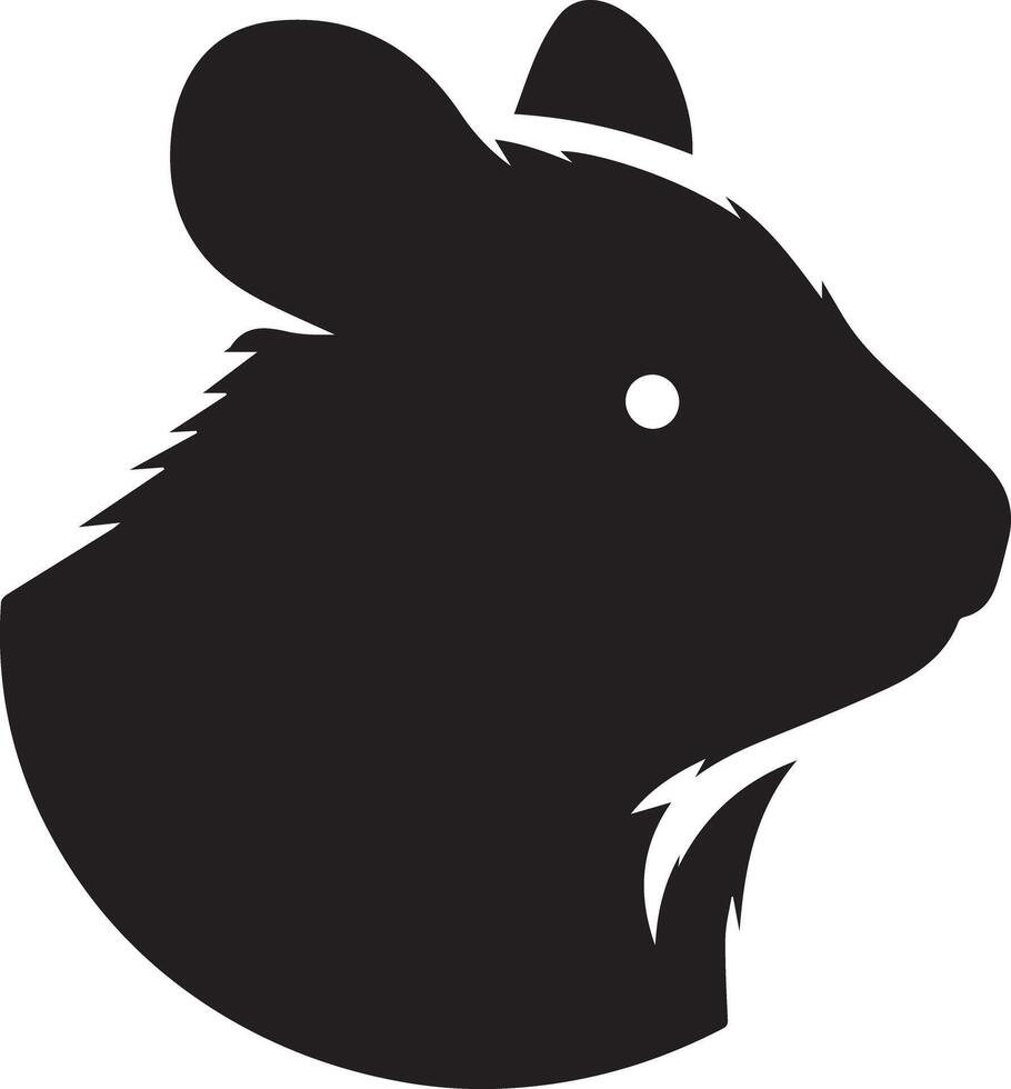 A black and white silhouette of a rat vector