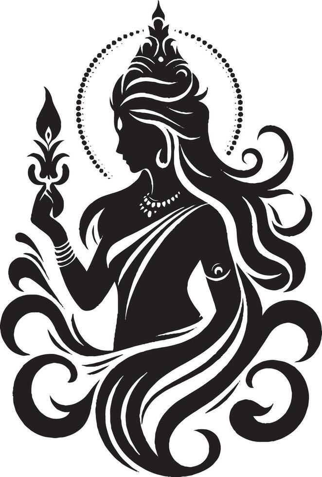The goddess of india is holding a torch vector