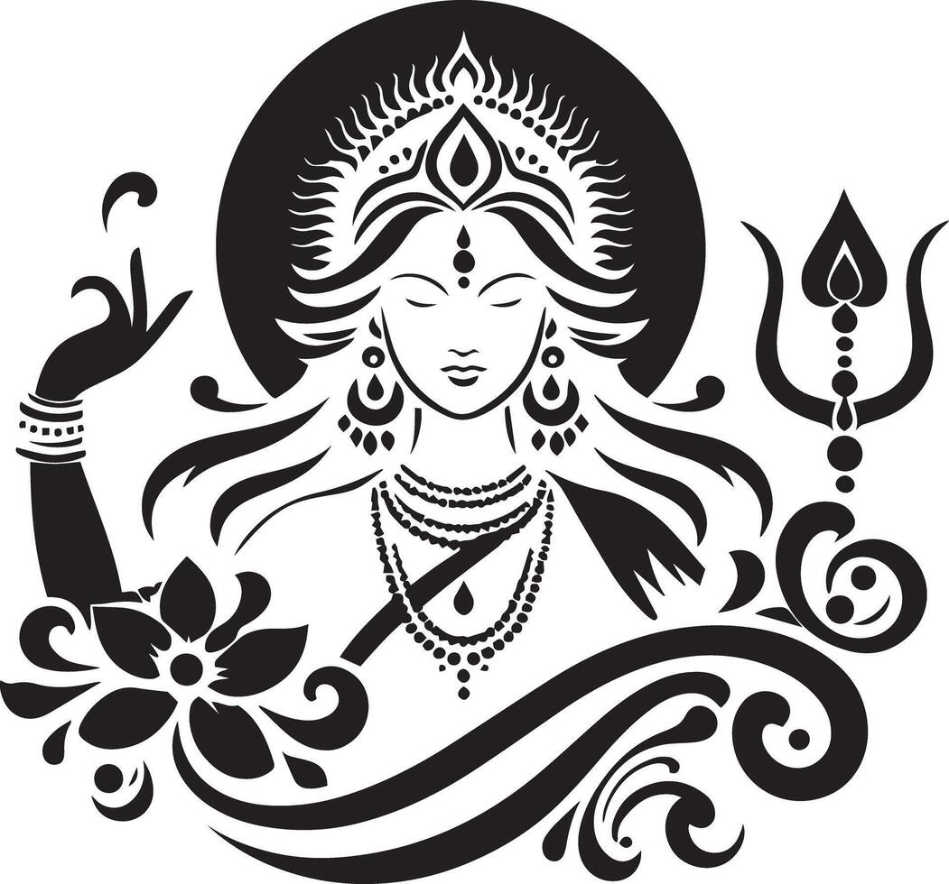 The hindu goddess durga with her arms raised vector