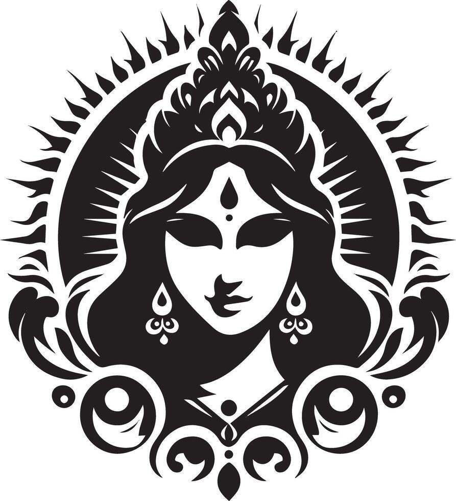 The hindu goddess durga in a tribal style vector