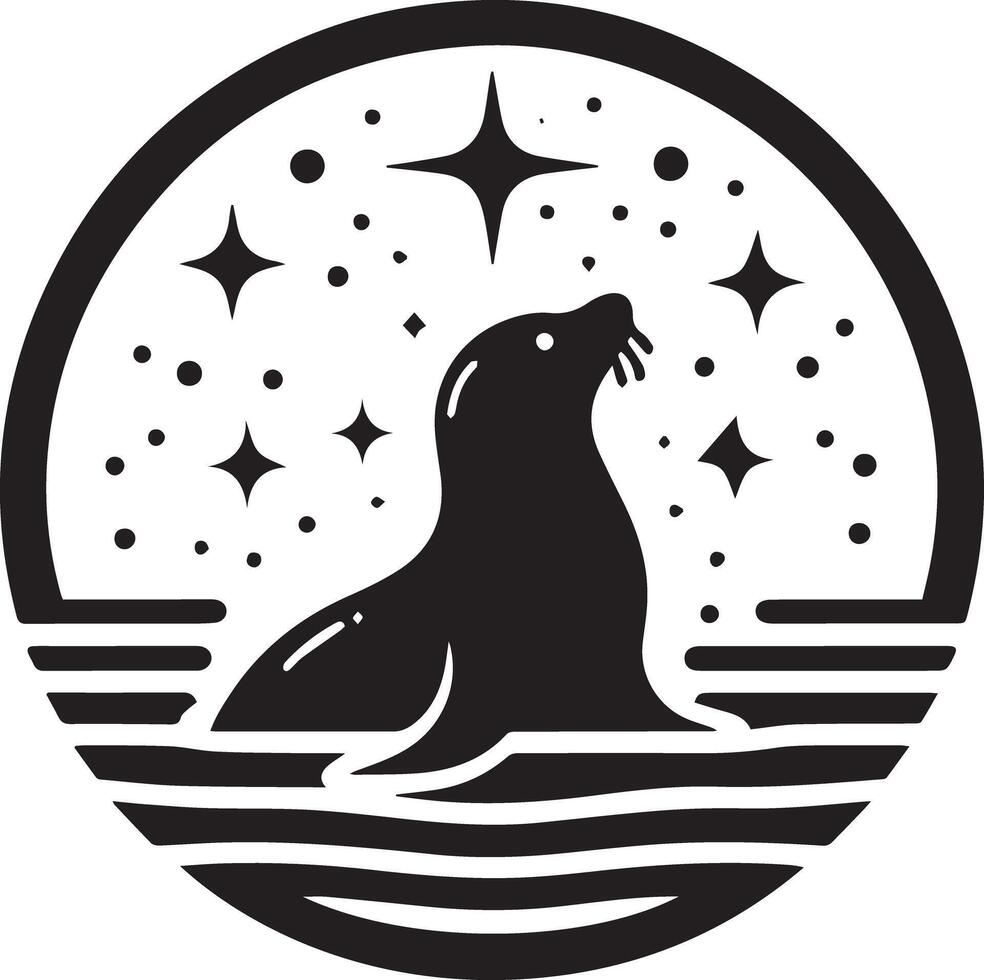 A seal in the water with stars and stars vector