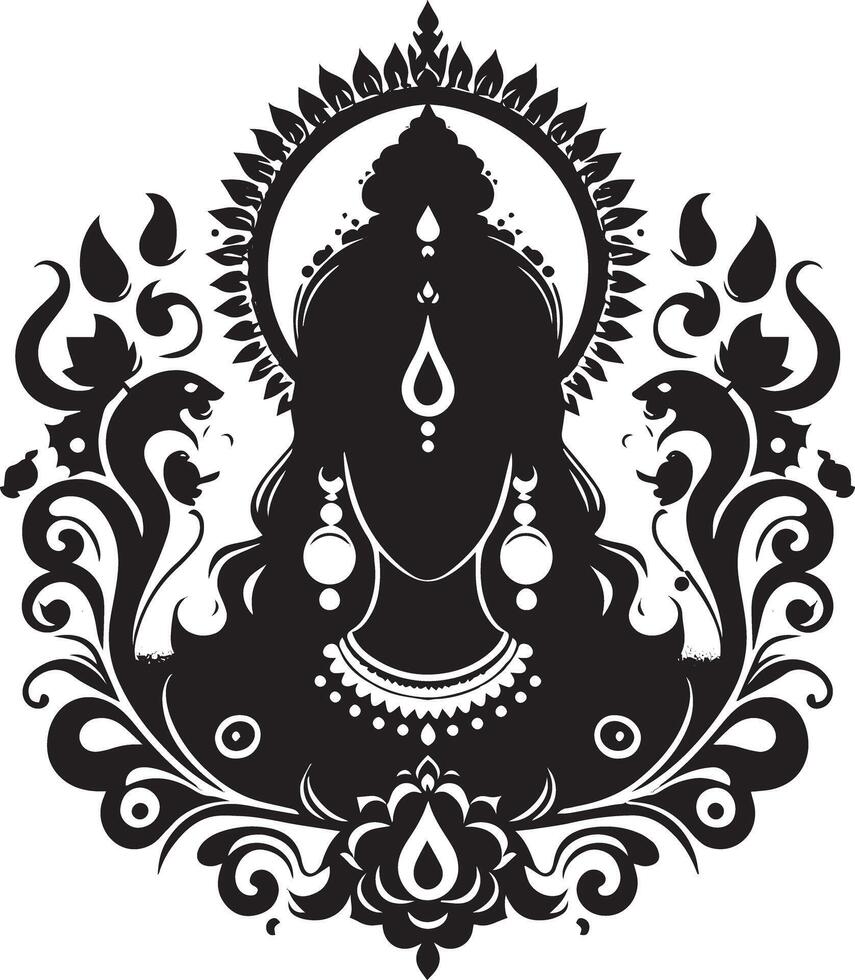 The hindu goddess with a floral pattern on her face vector
