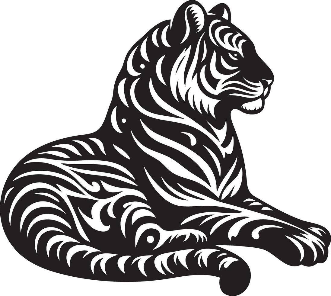 A tiger sitting in a tribal style vector