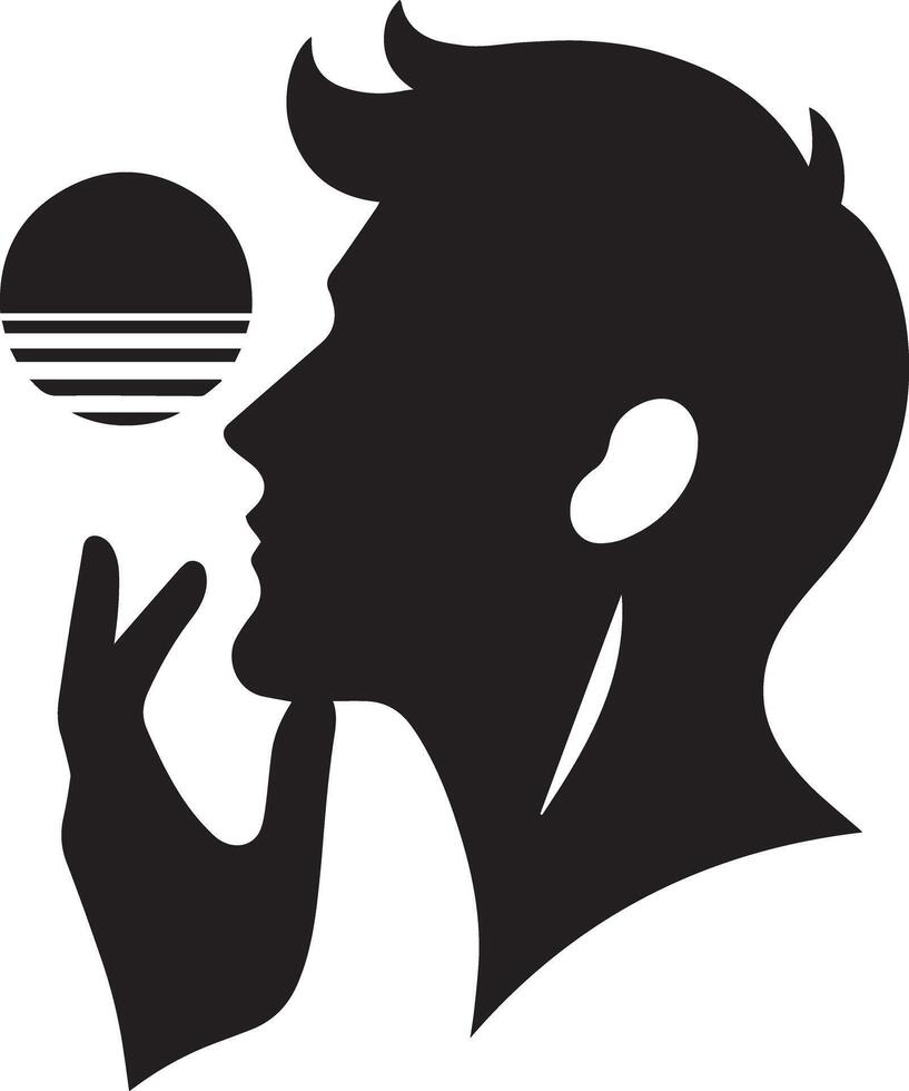 Silhouette of man with a sun in his hand vector